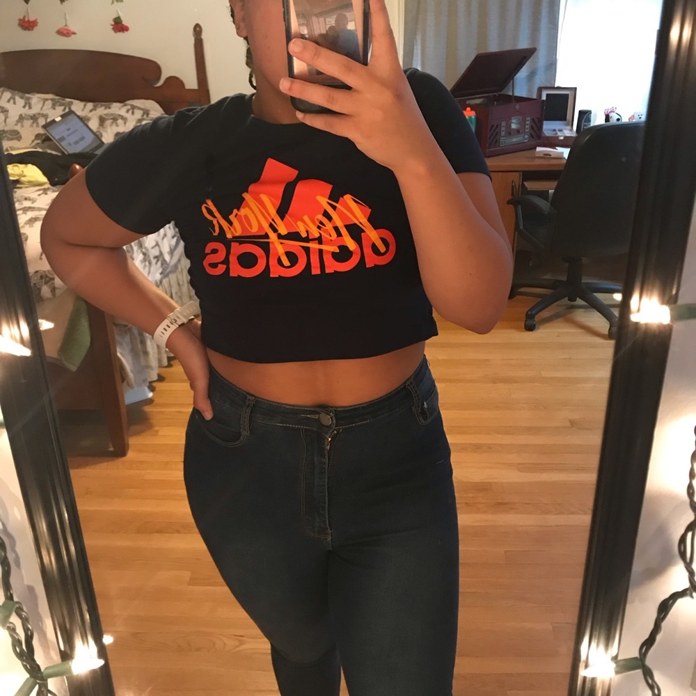 SOLD Adidas crop top New York reworked